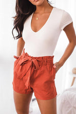 Bow Tie Elastic Waist Shorts