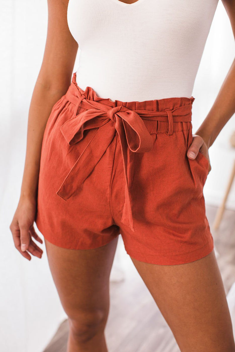 Bow Tie Elastic Waist Shorts