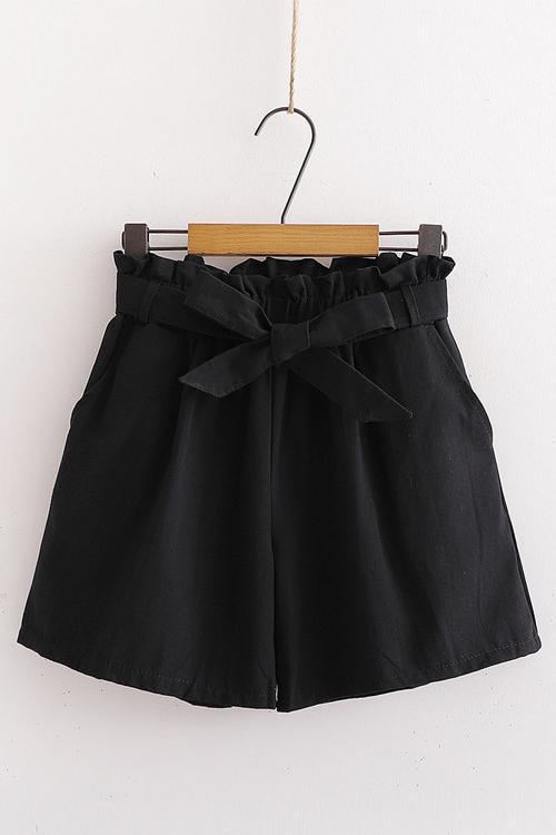 Bow Tie Elastic Waist Shorts