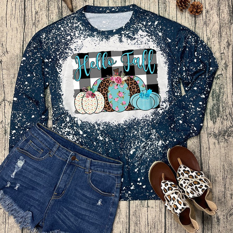 Casual Roung Neck Graphic Printed Long Sleeve Top