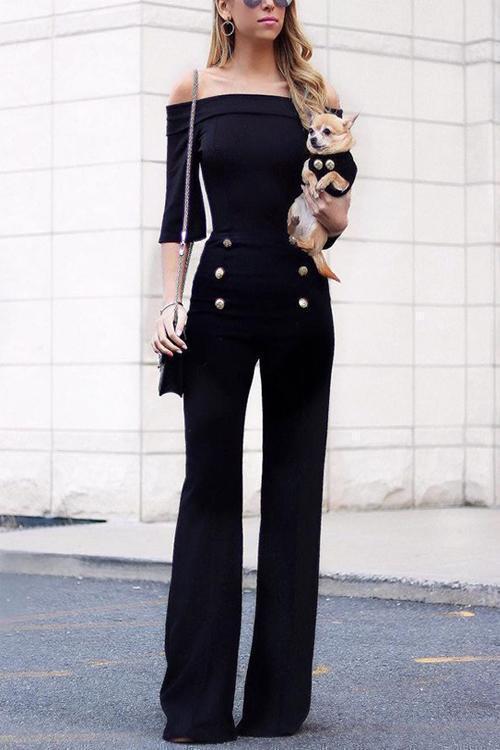 Button Wide Leg Pants