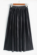 Metallic Pleated Maxi Skirts