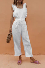 Bow Ruffled Backless Jumpsuit