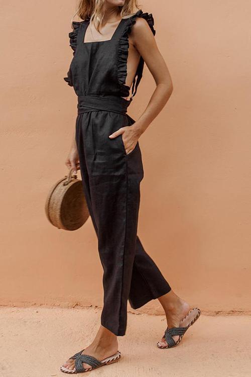 Bow Ruffled Backless Jumpsuit
