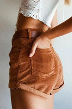 Corduroy High Waist Shorts