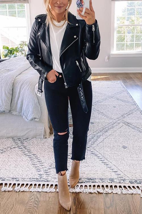 Faux Leather Motorcycle Jacket