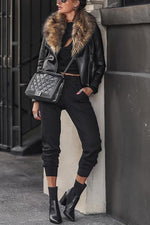 Faux Fur Collar Leather Jackets