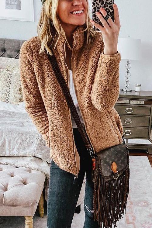 Classical Fluffy  Fleece Zipper Jackets