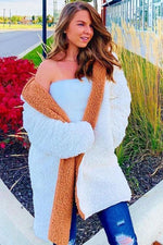 Hooded Open Front Lamb Wool Teddy Coat