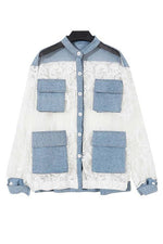 Pockets Lace Denim Pacthwork Jackets