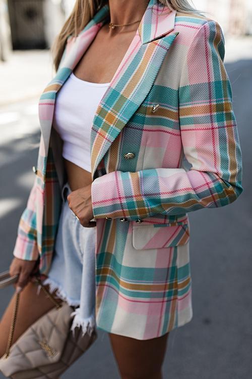 Colorful Stripe Button Blazer