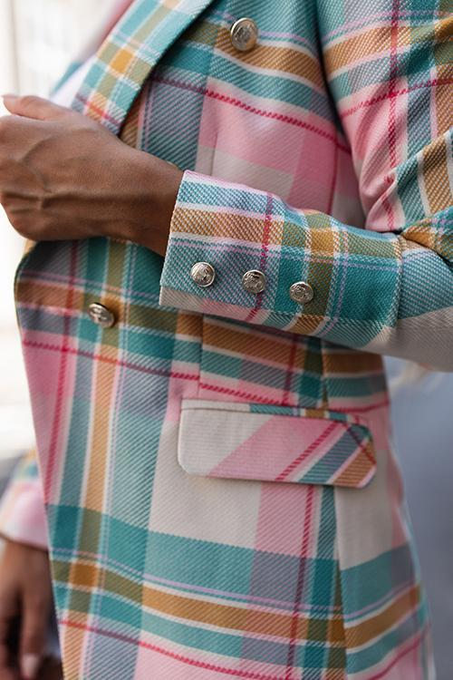 Colorful Stripe Button Blazer