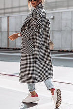 Plaid Lapel Bleted Long Coat