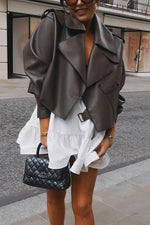 Oversized Cropped Leather Jacket