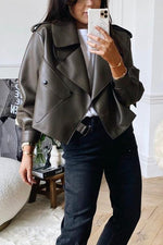 Oversized Cropped Leather Jacket