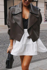 Oversized Cropped Leather Jacket