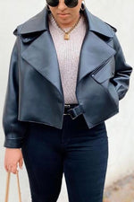 Oversized Cropped Leather Jacket