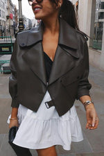 Oversized Cropped Leather Jacket