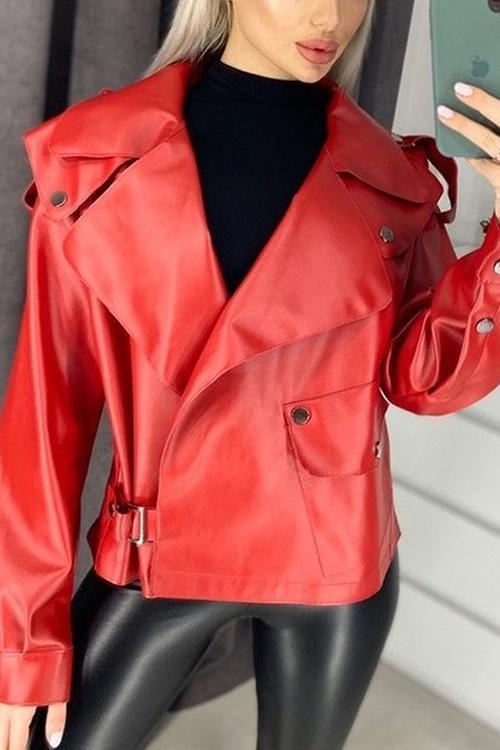 Oversized Cropped Leather Jacket