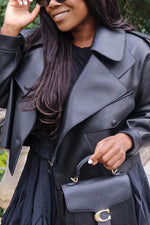 Oversized Cropped Leather Jacket