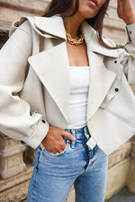 Oversized Cropped Leather Jacket