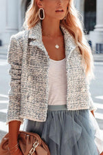 Button Tweed Crop Jacket