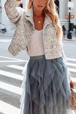 Button Tweed Crop Jacket