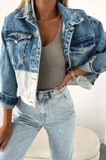 Blue White Patchwork Denim Jackets