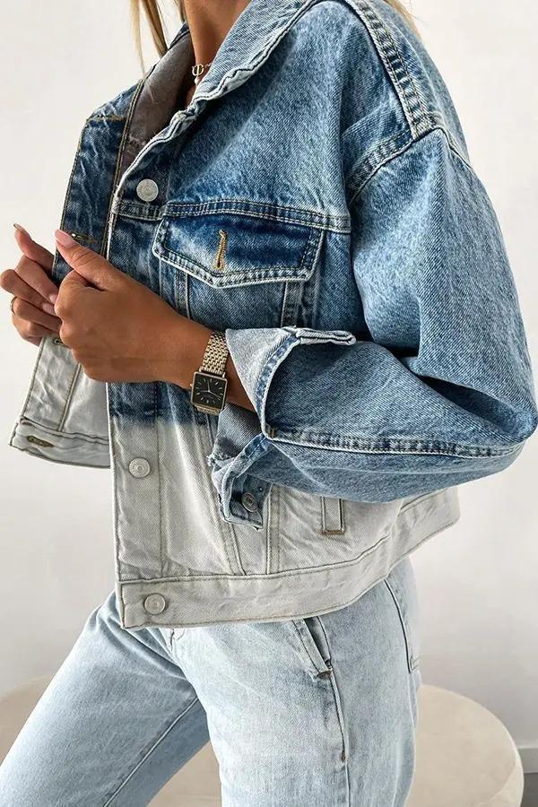 Blue White Patchwork Denim Jackets