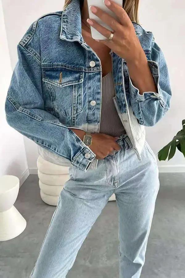 Blue White Patchwork Denim Jackets