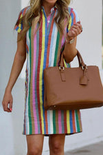 Rainbow A-Line Shirt Dress