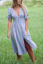 Button Knot Sleeve Dress