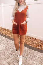 Pockets V Neck Pinafore Dress