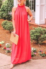 Halter Neck Belted Maxi Dress