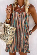 Multicolor Stripe Slip Mini Dress