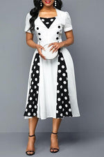 Button Dot Patchwork Dress