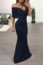 Deep V Neck Bat Mermaid Maxi Dress