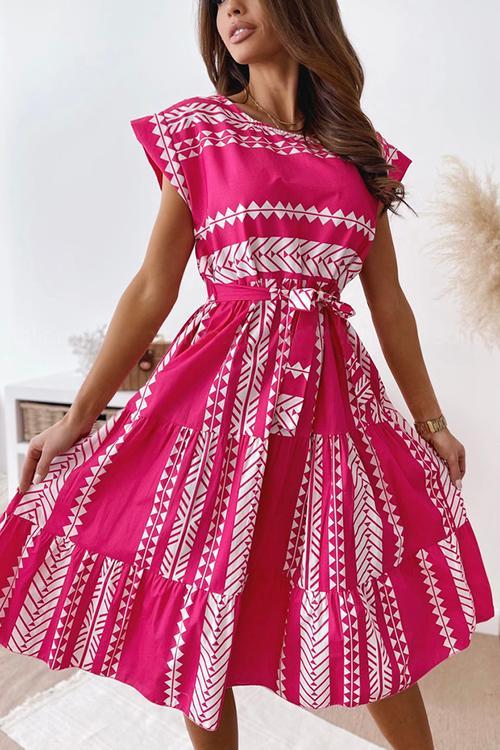 Print Belted Dress