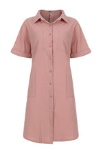 Linen Pockets Button Shirt Mini Dress