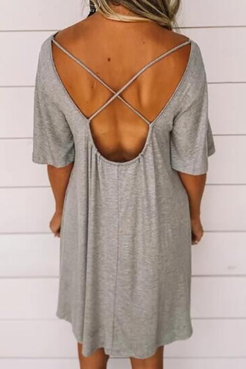 O Neck Backless Swing Dress