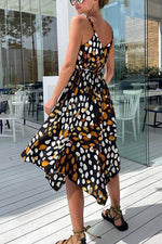 Color Block Dot Slip Maxi Dress