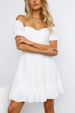 Off Shoulder Ruffles Mini Dress