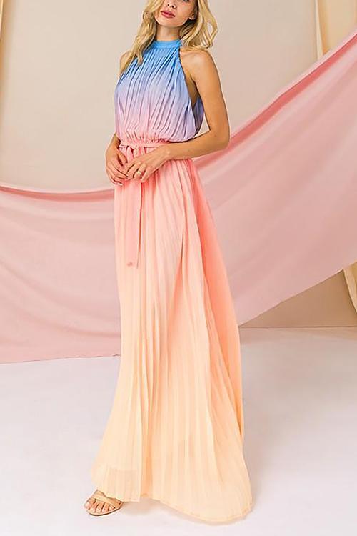 Gradient Plated Sleeveless Maxi Dress