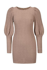 Knit Lantern Sleeve Bodycon Mini Dress