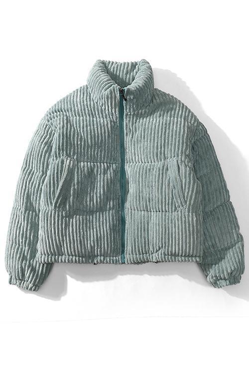 Corduroy Stand Collar Puffer Coat