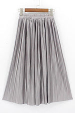 Metallic Pleated Maxi Skirts