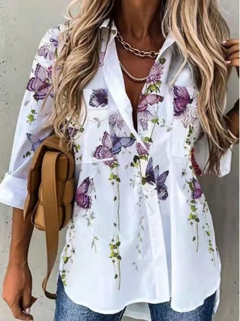 Women's Printed Elegant long-sleeve Shirt