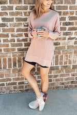 Pockets O Neck Long Sleeve Hoodie Dress