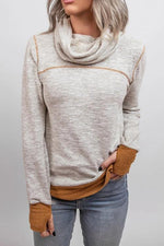 Cowl Neck Color Block Sweatshirt