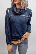 Cowl Neck Color Block Sweatshirt